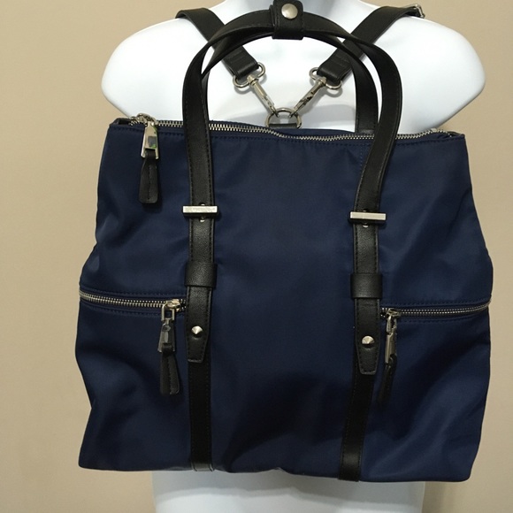 Large Bright Navy Nylon Convertible Backpack - Picture 8 of 8